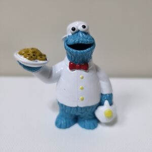 SESAME Street COOKIE MONSTER with cookies and milk PVC Figure 3" Applause Henson